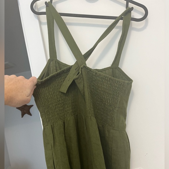 Madewell linen jumpsuit romper olive green NWOT - Picture 5 of 9